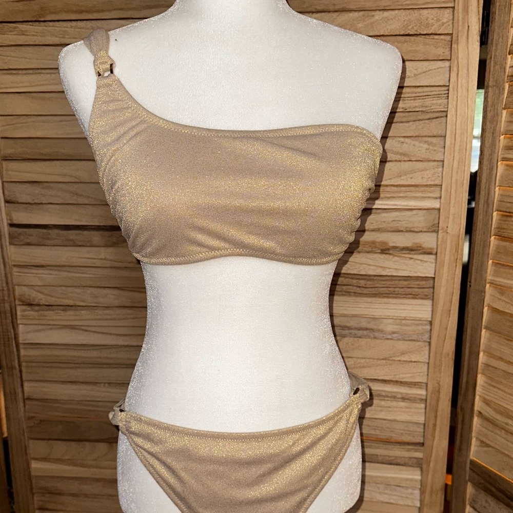Xhileration Gold One-Shoulder Bikini: Limited Sports Illustrated Edition L/XL